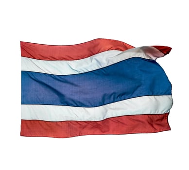 Thailand flag of waving on white background photo