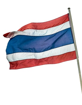 Thailand flag of waving on white background photo
