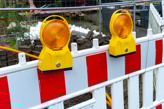 road construction site barrier on the street photo