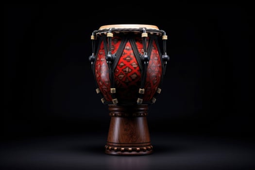 AI generated Darbuka drum on a black background. Traditional percussion musical instrument of Arabian culture. Suitable for musical design, article, blog, social media post, album cover, poster. photo