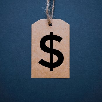 golden price tag with dollar symbol, golden mockup photo