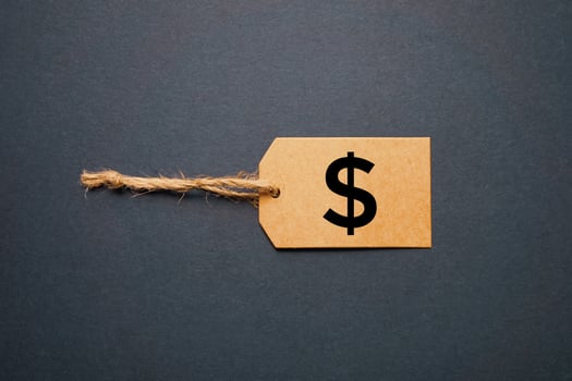 golden price tag with dollar symbol, golden mockup photo