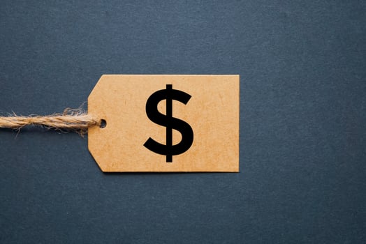 golden price tag with dollar symbol, golden mockup photo