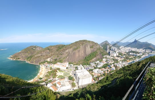 Panoramic aerial view from the top of Sugarloaf Mountain in the city of Rio de Janeiro photo