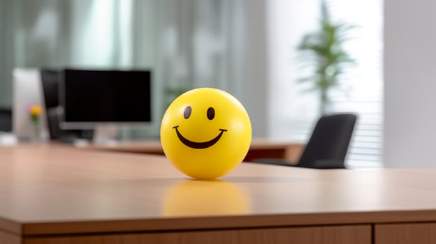 AI generated A Yellow Smiling Ball Can Promote a Positive Work Environment. Generative AI photo