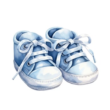 AI generated Watercolor newborn small shoes isolated white background. AI Generated photo