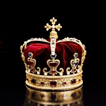 AI generated The Royal Coronation Crown Isolated on a Black Background. Generative AI photo