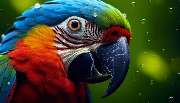 AI generated Tropical macaw perched, vibrant feathers in focus. Generative AI photo