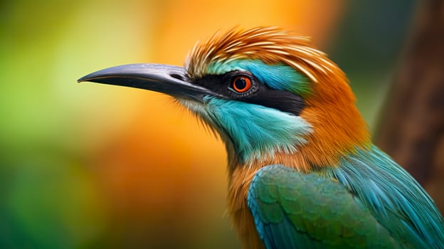 AI generated Turquoise Browed Motmot in vibrant colors. Generative AI photo