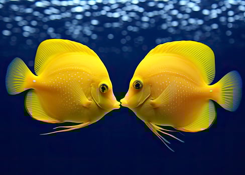 AI generated Two yellow tangs, face to face.  AI Generated. photo