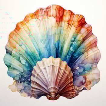 AI generated Watercolor Seashell clipart on white background. AI Generated photo
