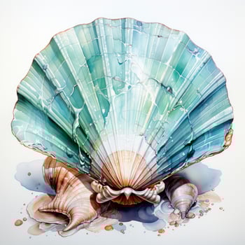 AI generated Watercolor Seashell clipart on white background. AI Generated photo
