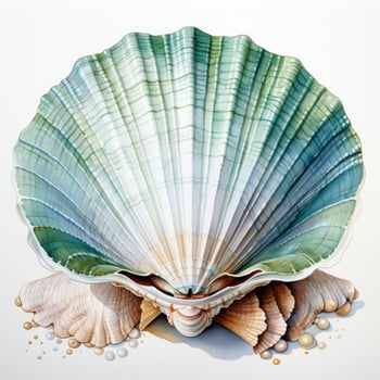 AI generated Watercolor Seashell clipart on white background. AI Generated photo