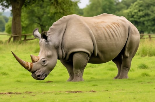 AI generated South African Rhino grazing. AI Generated photo