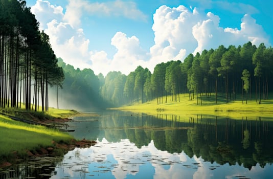 AI generated Beatiful nature lake and forest.AI Generated. photo