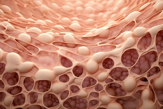 AI generated Saggy skin layer and skin cells, 3D rendering. Generative AI photo