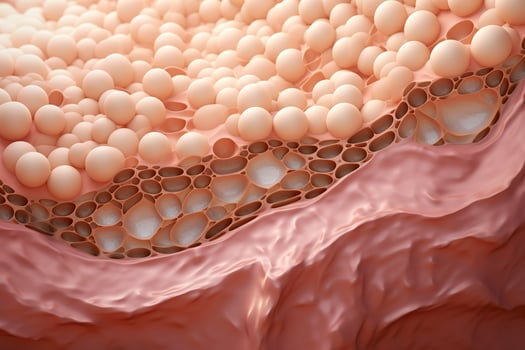 AI generated Saggy skin layer and skin cells, 3D rendering. Generative AI photo