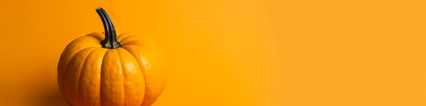 AI generated A pumpkin against a yellow background. Generative AI photo