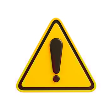 Realistic yellow-black triangle warning sign, beware danger, hot, symbol sign, front view, 3d rendering, illustration. photo