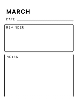 Minimalistic monthly planner page. Notebook pages for notes and goals. planner page template. Modern Business organizer photo