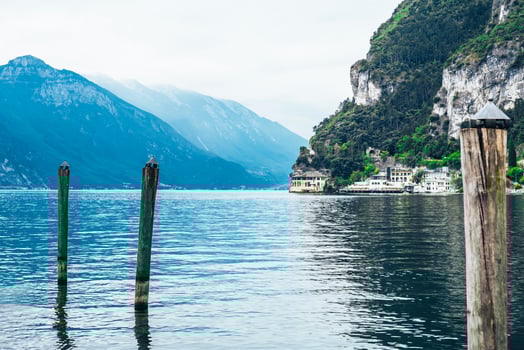 Beautiful landscape of alpine mountains and Garda lake in Riva del Garda in Italy. photo
