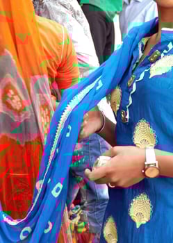 Bright colored sarees of women at the Ghanta Ghar photo