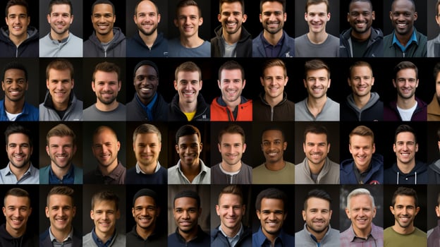 AI generated Vibrant passport style portraits capturing the distinct facial features of diverse ethnicities photo