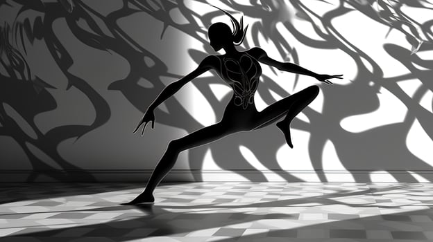 AI generated shadow metamorphosis, digital art illustration, Generative AI photo