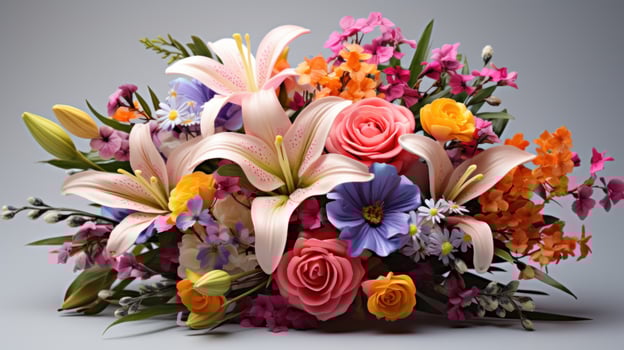 AI generated An eye-catching image of a colorful bouquet of freshly-picked spring flowers. photo