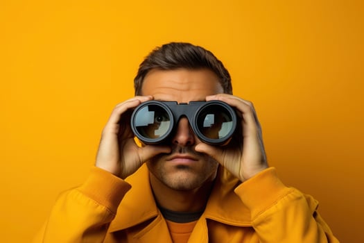 AI generated Man looking through binoculars photo