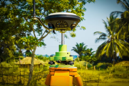Close-up view of a GPS device for surveying at the work site photo