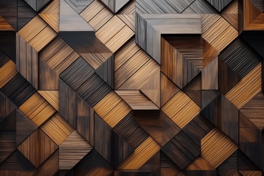 AI generated Wooden glazed glossy mosaic background. Geometric pattern tile. Generative AI photo