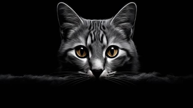 AI generated an image of a black and grey striped cat, photo