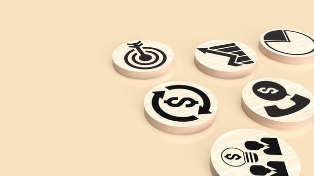 The icon on wood plate for Business concept 3d rendering photo