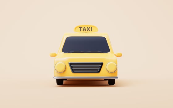 3D cartoon style taxi car, 3d rendering. photo