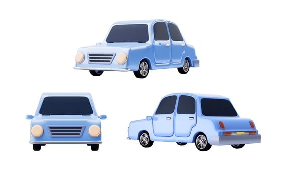 3D cartoon style car, 3d rendering. photo