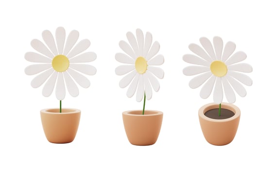 Cartoon style potted flower, 3d rendering. photo