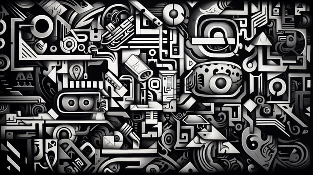AI generated Abstract doodle composition. Surreal style photo
