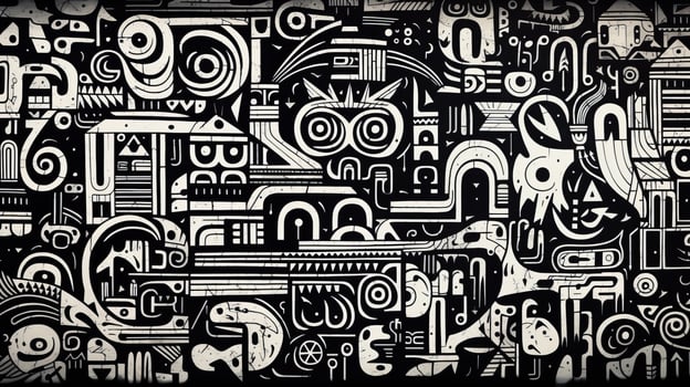 AI generated Abstract doodle composition. Surreal style photo