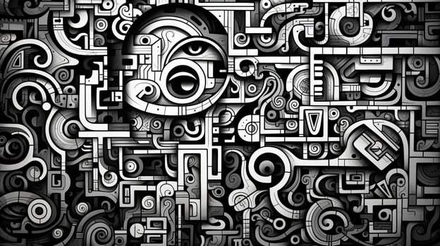 AI generated Abstract doodle composition. Surreal style photo