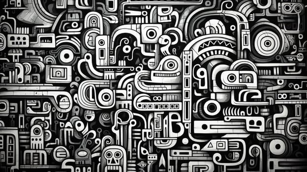 AI generated Abstract doodle composition. Surreal style photo