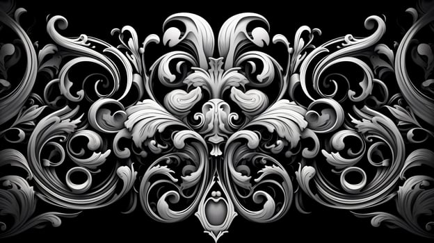 AI generated Abstract floral pattern in black and white colors photo