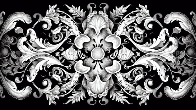 AI generated Abstract floral pattern in black and white colors photo