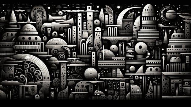 AI generated Abstract doodle background. Surreal style photo