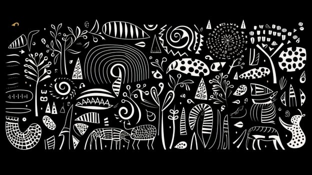 AI generated Abstract background with geometric shapes, lines, circles, dots. Hand drawn style. photo