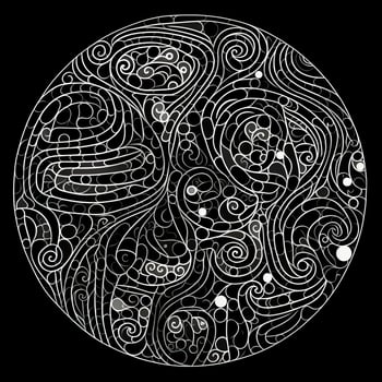 AI generated Abstract circle with wavy pattern in black and white colors. Surrealist style photo