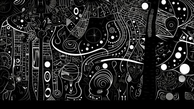 AI generated Abstract futuristic composition in black and white colors. Neo folk style photo