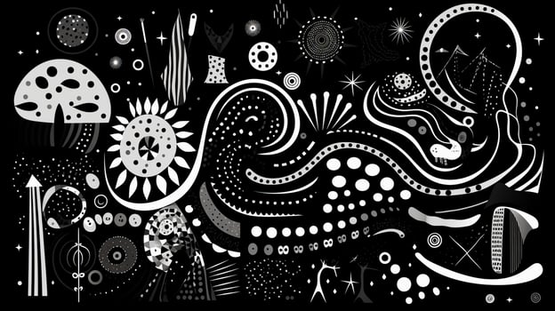 AI generated Abstract futuristic composition in black and white colors. Neo folk style photo