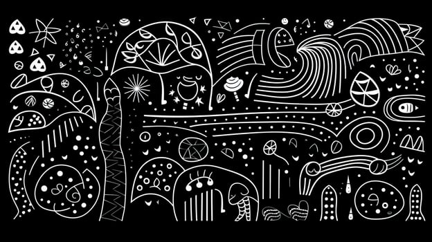 AI generated Abstract futuristic composition in black and white colors. Neo folk style photo