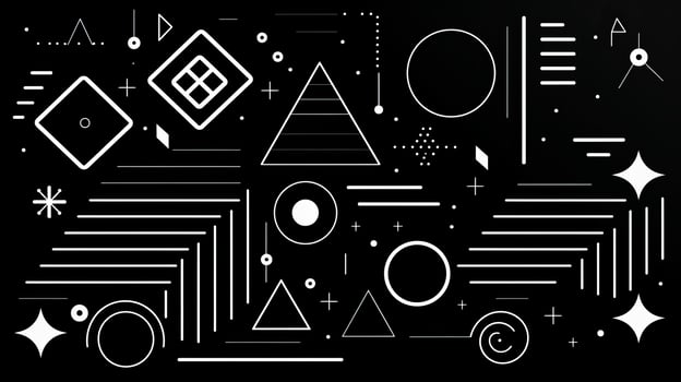 AI generated Abstract geometric background with doodle shapes, lines, circles, dots. Swiss aesthetic photo